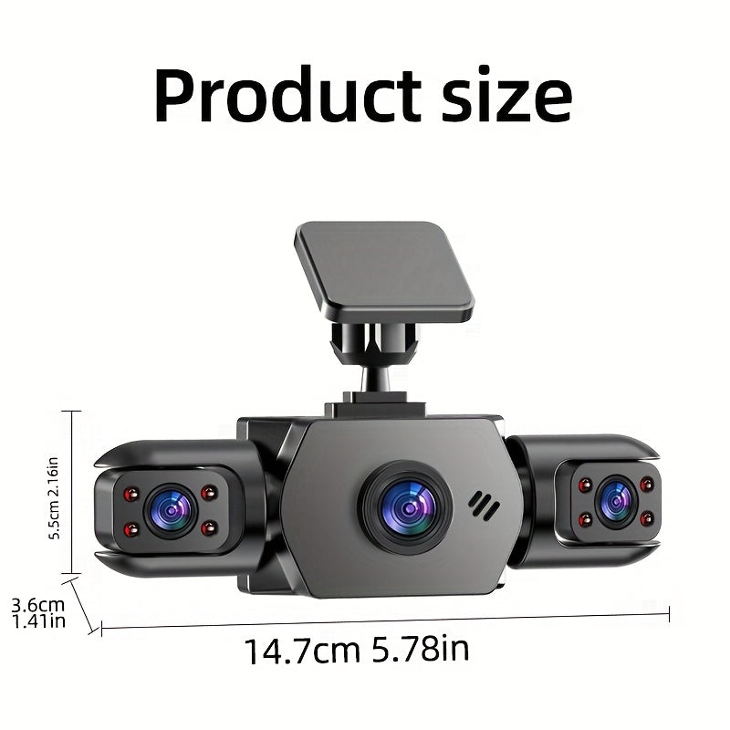 PODOFO 4-Channel Dash Cam 1080P Front Rear Left Right - 3.16" IPS Screen, Night Vision, Loop Recording, 24-Hour Parking Monitor with G-Sensor & Motion Detection, Optional 64GB Card, Vehicle Security Camera