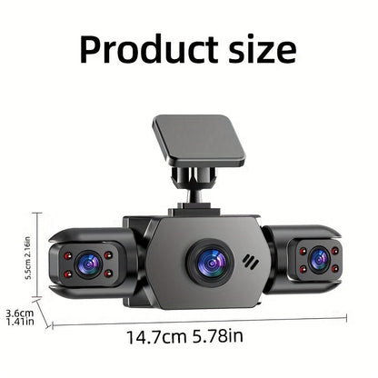 PODOFO 4-Channel Dash Cam 1080P Front Rear Left Right - 3.16" IPS Screen, Night Vision, Loop Recording, 24-Hour Parking Monitor with G-Sensor & Motion Detection, Optional 64GB Card, Vehicle Security Camera