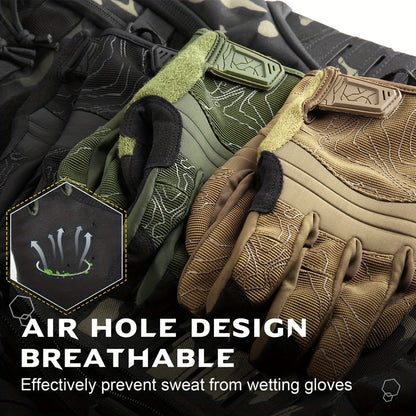 Breathable Full Finger Tactical Gloves with Touchscreen Tips – Anti-Slip Flexible Professional Gloves for Driving Cycling Working Outdoor Sports, Sizes S-XL in Black & Green