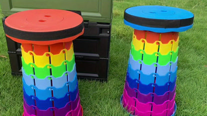 2-Pack Collapsible Folding Stool – 400 lbs Capacity Portable Telescopic Camping Stool, Compact Storage for Travel, Camping, Hiking, Fishing & Backyard BBQ – Lightweight Plastic Seat, Men's Gift
