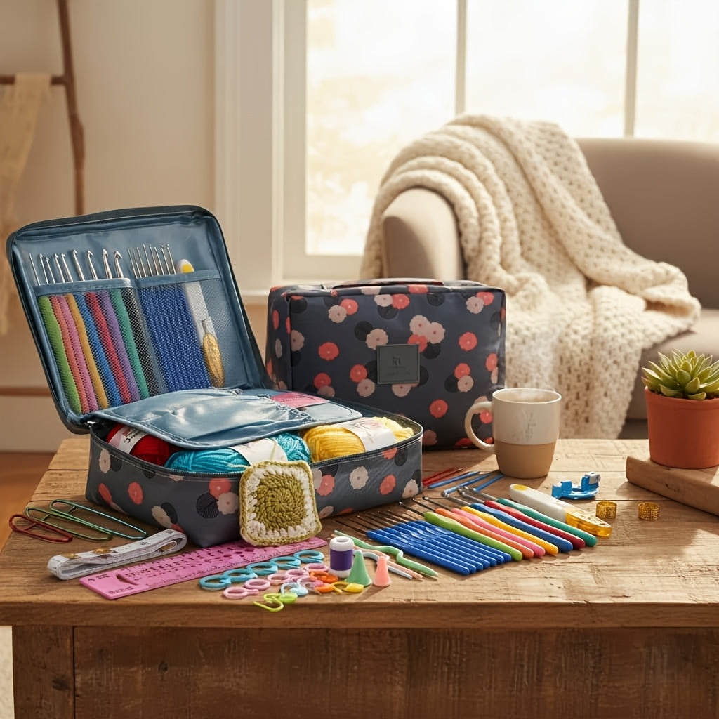 67pcs Complete Crochet Starter Kit for Beginners and Adults - All-in-One Set with 5 Skeins of Yarn, 9 Ergonomic Soft-Grip Hooks 2mm to 6mm, 8 Fine Hooks, Full Accessories and Portable Printed Bag, Perfect DIY Craft Gift for Women and Teens