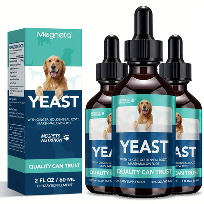 Yeast Health Drops for Dogs & Cats 2fl oz Liquid Supplement Skin Ear Vitality Easy Absorb Formula All Breeds Ages Pet Immune Support Probiotic Drops 60ml