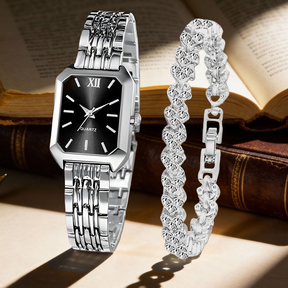 Set of 2 Women's Vintage Heart-Shaped Chain Quartz Watches – Elegant Analog Pointer Style, Gold & Silver Tone, Perfect Gift for Birthdays, Christmas & New Year