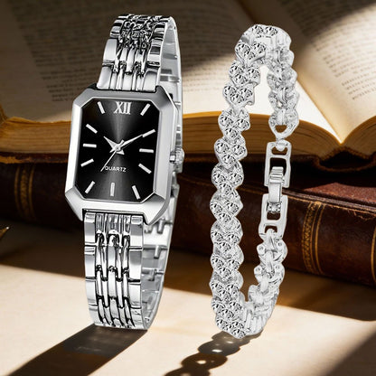 Set of 2 Women's Vintage Heart-Shaped Chain Quartz Watches – Elegant Analog Pointer Style, Gold & Silver Tone, Perfect Gift for Birthdays, Christmas & New Year