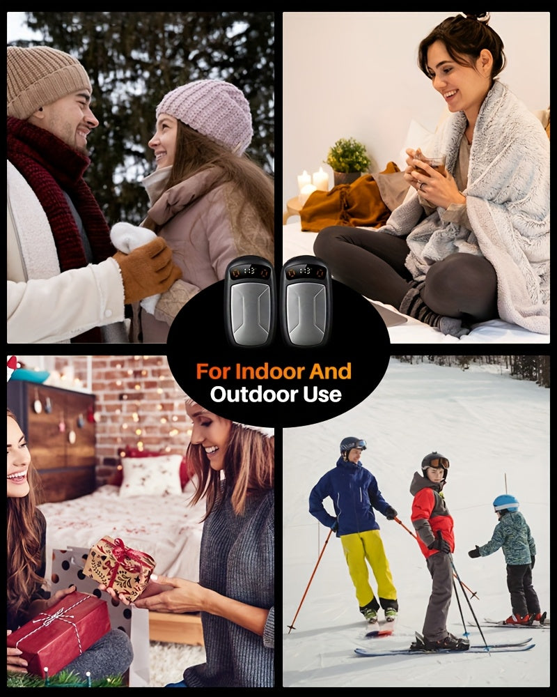 2 Pack Rechargeable Hand Warmers with COB Flashlight & Magnetic Base – 12Hr Heat, Portable Electric Pocket Warmer, Christmas Gift for Women Men Outdoor Winter