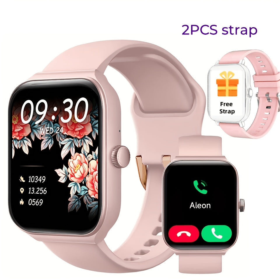 Smart Watch 1.83" Fitness Tracker with Bluetooth Calling – Step Counter, Activity Monitor, Message Notifications, Multi-Sport Modes, USB Charging, Compatible with iPhone & Android, Gift for Men & Women (Black/Pink)