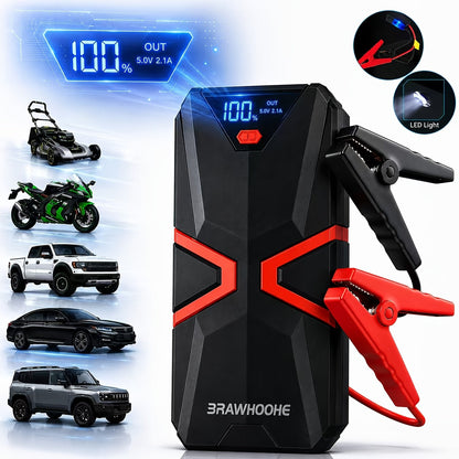 3000A Car Jump Starter 9-in-1 with Built-In Tire Inflator, USB Ports & LED Emergency Light – 12V Portable Wireless Battery Booster for Cars, Trucks & SUVs – Roadside Emergency Tool – Velora