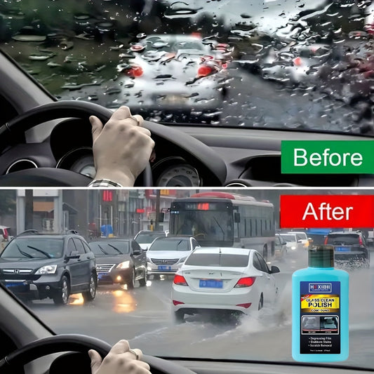 Car Glass Oil Film Cleaner & Windshield Restorer Paste – Removes Oil Film Coatings Water Spots from Auto Windshield & Home Glass, Surfactant-Free Cream Formula for Crystal Clear Visibility