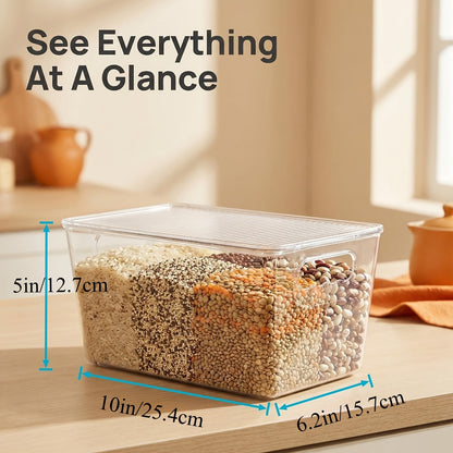 6-Pack Clear Stackable Storage Bins with Lids & Handles – Medium Plastic Pantry Organizer Containers for Kitchen, Fridge, Cabinet, Closet & Bathroom | 10"x6"x5" Each