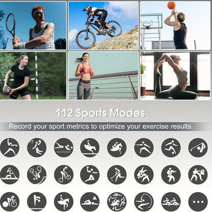 Large Screen Smart Watch HD Voice Call Fitness Tracker Unisex Compatible iPhone Android Multiple Sports Modes Heart Rate Monitor Message Reminder Outdoor Sports Daily Wear Holiday Gift