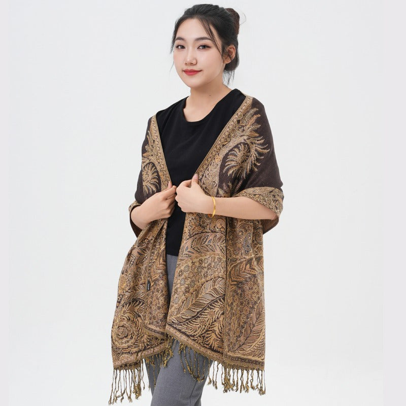 Phoenix Tail Paisley Pashmina Scarf – Thick Warm Wrap Shawl for Women, Luxurious Soft Fabric in 17 Vibrant Colors, Versatile for Formal Events, Everyday Wear & Gifting