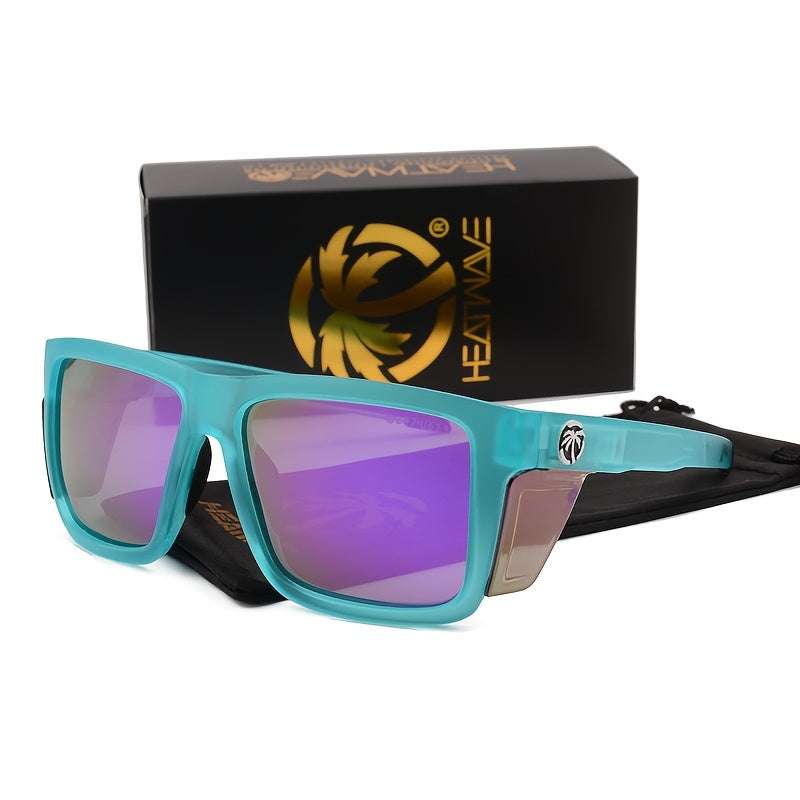 Men's Polarized Square Frame Sunglasses UV400 Photochromic Mirror Lens Full Rim PC Frame Includes Case 10 Colors Outdoor Driving Sport