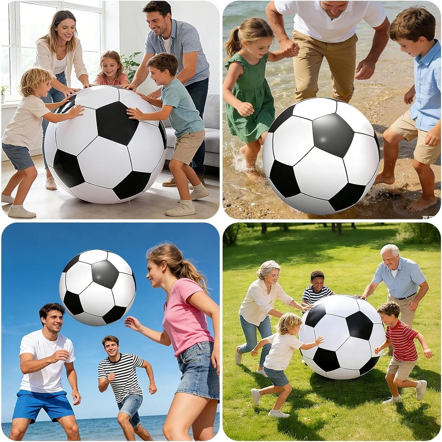 Giant Inflatable Soccer Ball 40 Inch - Extra Large Outdoor Toy for Pool Parties, Backyard Games, Beach & Playground, Reusable Party Decoration Ball for Kids & Adults