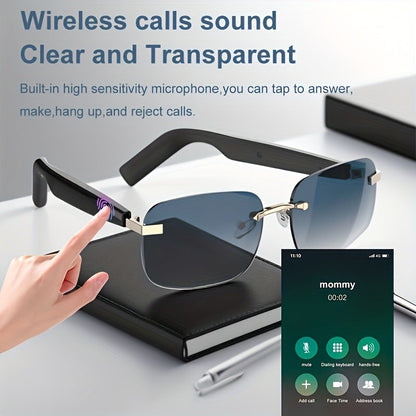 Bluetooth Smart Glasses with Touch Controls & Open Ear Audio – Integrated Microphone, Hands-Free Calls & Music, Polarized Lens, Ideal for Outdoor Sports, Driving & Everyday Wear