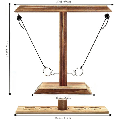 Wooden Ring Toss Game Set for Adults & Kids - Indoor Outdoor Hook & Ring Party Game, Easy Assembly Natural Wood Design, Fun Bar Backyard Family Game Night Gift