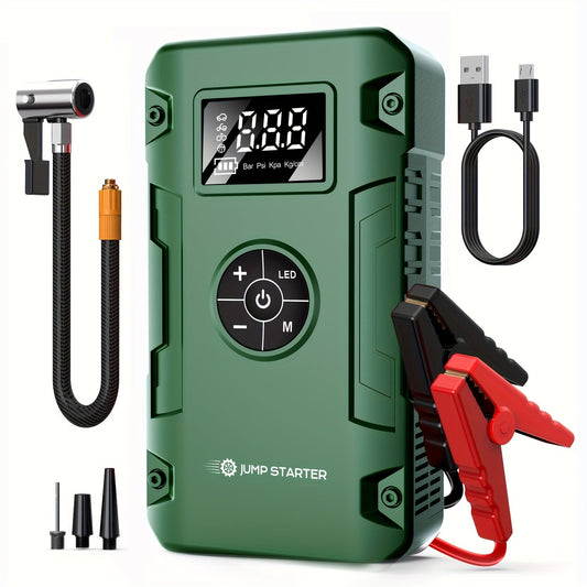 Car Jump Starter 10000A 7-in-1 with 150PSI Air Pump – Portable Battery Booster for Gas & Diesel Engines, High-Pressure Pump, Vehicle Emergency Kit, Power Bank