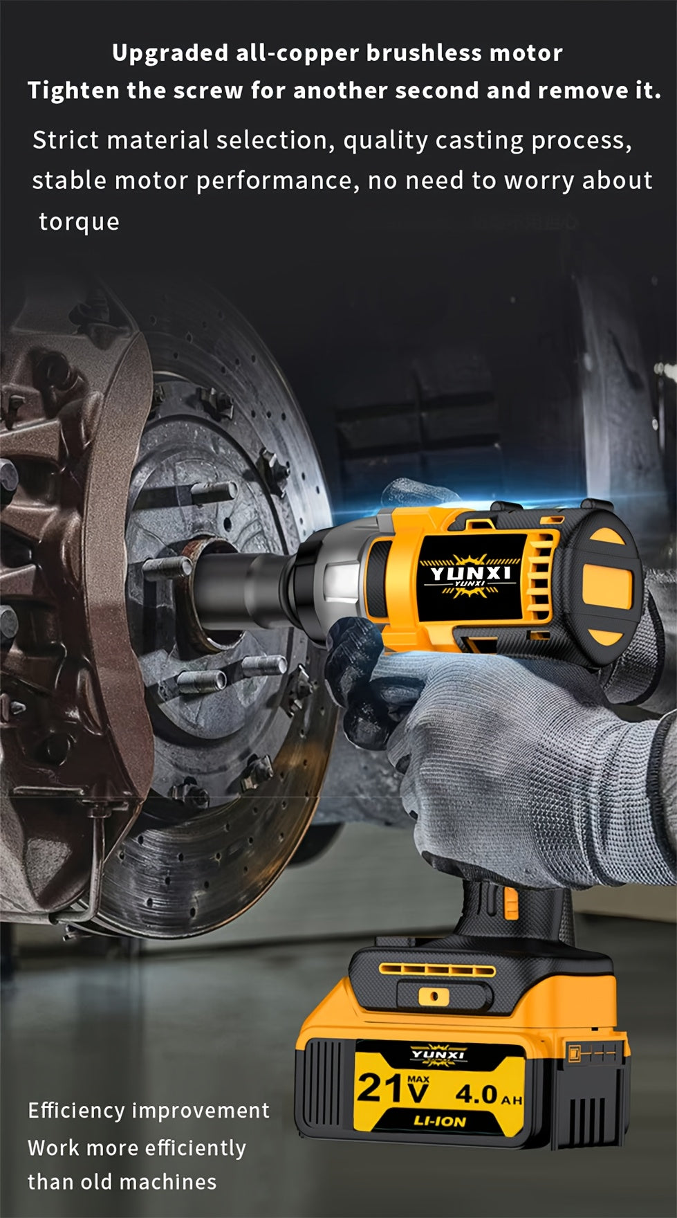 21V Brushless Cordless Impact Wrench & Drill Set – 4000mAh Li-ion Battery, Toolbox, Charger & Socket Accessories for Automotive, Home & Industrial Use