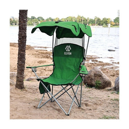 Folding Camping Chair with Tilting Canopy Sunshade – 225LBS Capacity, 22.8" Wide Seat, Mesh Cup Holder & Carry Bag, Portable Beach Lawn Chair for Camping, Hiking & Outdoor Events – 9 Color Options