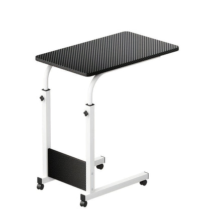 Height Adjustable Rolling Laptop Table with 4 Wheels & Dual Shelves – Mobile Workstation Desk for Bedside Dorm Office Living Room, Sturdy Steel Frame Space-Saving Design