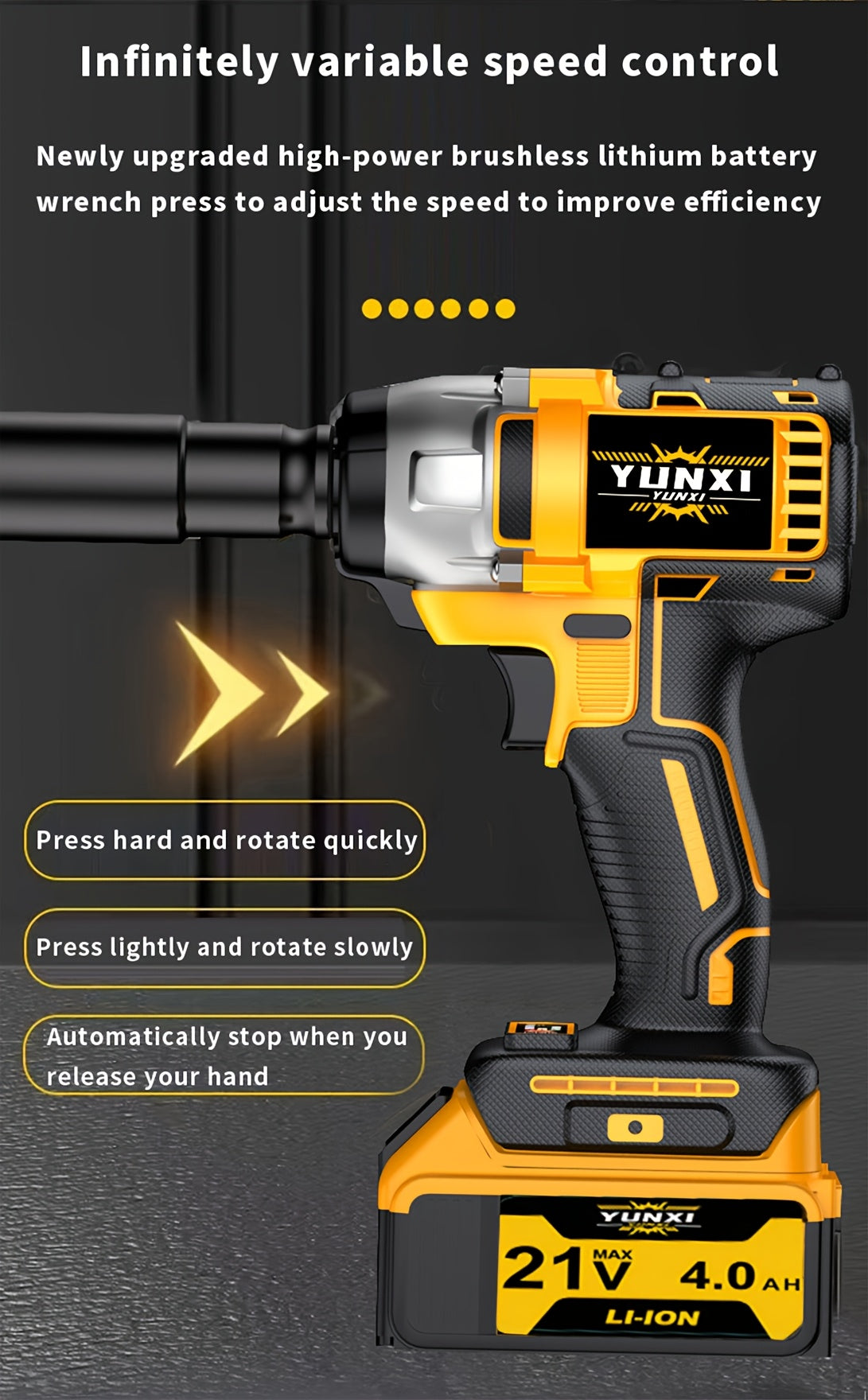 21V Brushless Cordless Impact Wrench & Drill Set – 4000mAh Li-ion Battery, Toolbox, Charger & Socket Accessories for Automotive, Home & Industrial Use