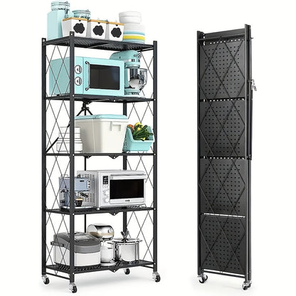 Bookshelf Shelving Unit with Wheels – 3, 4 & 5-Tier Portable Floor Standing Storage Rack for Office & Home, Multi-Layer Rolling Shelf Organizer, Easy Assembly – Black & White