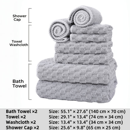 Waffle Weave Bath Towels 4-Pack & 8-Pack Ultra-Soft Quick-Dry Microfiber – Super Absorbent 281g/m² 80/20 Polyamide Spa Gym Travel Towels, Lint-Free Antimicrobial, Multiple Colors