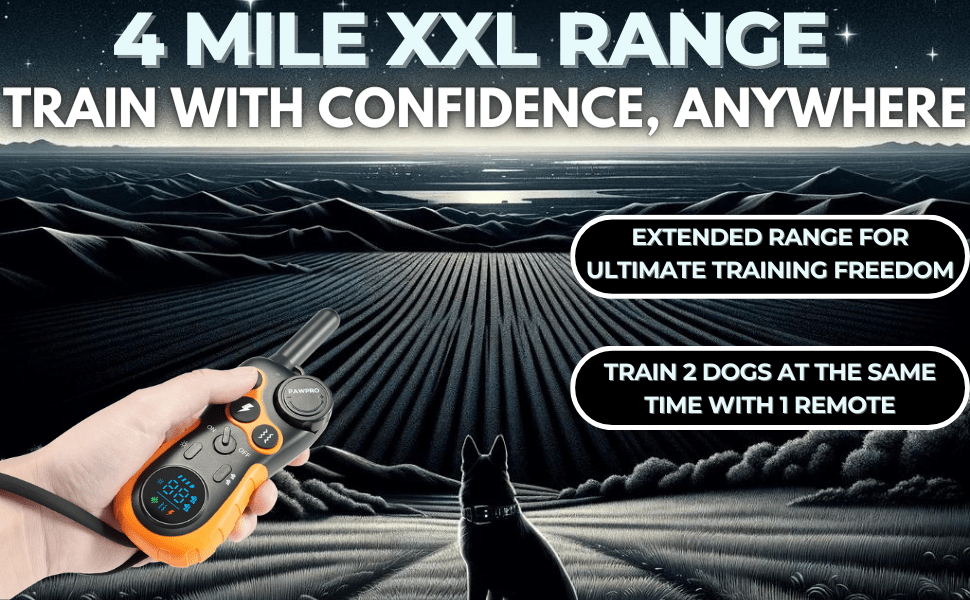 Dog Training Collar with Remote 4-Mile Range – 124 Adjustable Levels 4 Modes Beep Vibration Shock Night-Light Rechargeable E-Collar for Dogs 5–135 lbs with Training Guide