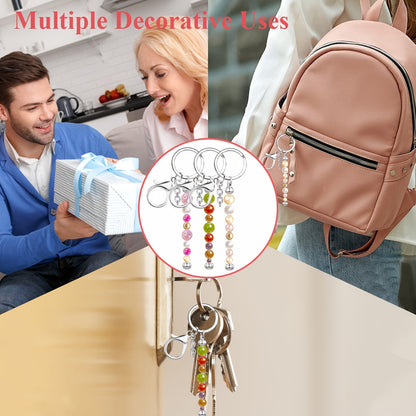 Stainless Steel Beadable Keychain Blanks DIY Kit – 12 & 24pcs Metal Keyring Pendants with Charms for Crafting, Christmas & Halloween Gifts, Gold, Silver & Rose Gold