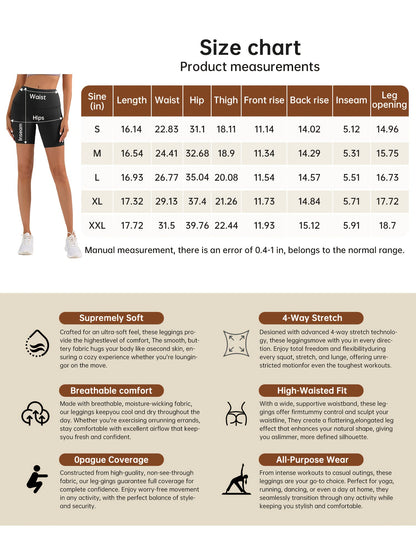 Women's Butt Lifting Yoga Shorts High Waist – Tummy Control Workout Shorts for Gym Fitness Running Cycling – Anti-Chafing Sports Shorts with Inner Safety Lining, Sizes S-XXL