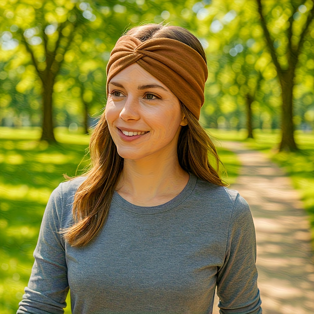 20 Pcs Wide Sports Headband Set for Women Elastic Absorbent Boho Solid Color Knit Yoga Headbands for Fitness Running Cycling Basketball Everyday Hair Accessories Bulk Gift Set