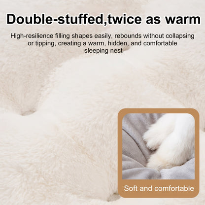 Round Plush Cat Bed & Pet Mat for Cats and Small Dogs – Large Circular Donut Design, Soft Comfortable All-Season Sleeping Pad, S M L Sizes, Includes Bonus Toy Balls, Cozy Cat Nap Cushion