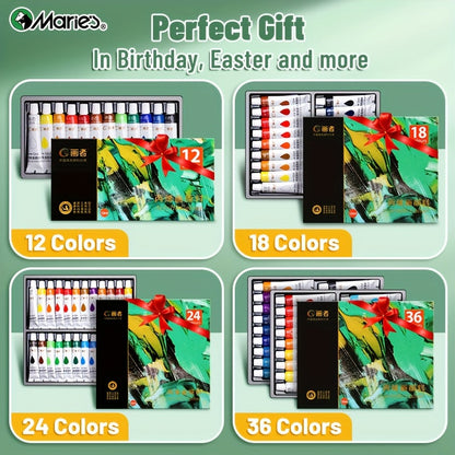 Acrylic Paint Set 36 Colors with 7 Brushes Palette 3 Blank Canvases for Canvas Rock Wood Wall Ceramic Art Adults Students Hobby Birthday Easter Gift