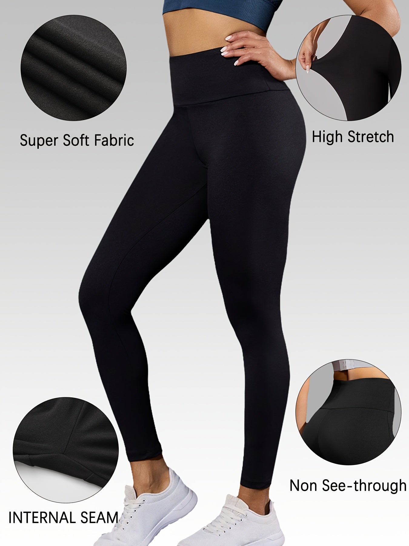Women's High Waisted Tummy Control Leggings 5 Pack – Super Soft 4-Way Stretch Non-Sheer Yoga Workout Running Pants, Full-Length Gym Leggings S-XXL, All-Season Comfort for Gym, Yoga & Casual Wear