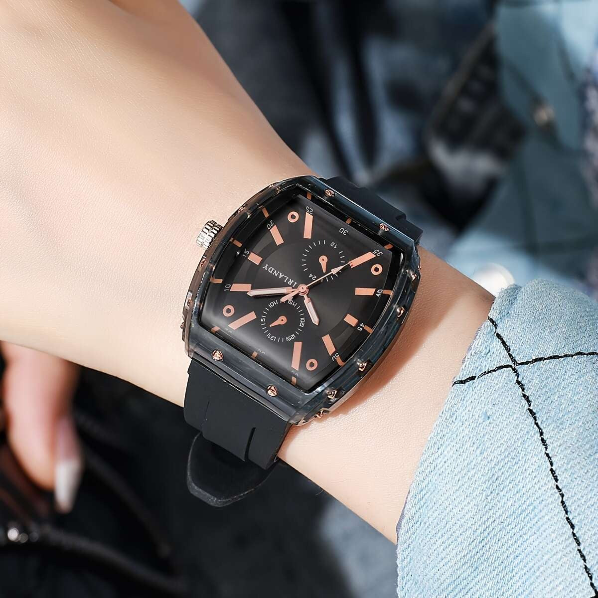 5-Pack Men's Quartz Watches – Casual Sport Minimalist Style with Alloy Case & Silicone Strap, Barrel Dial Wristwatch Set for Men, Daily Wear, Father's Day, Birthday & Holiday Gift