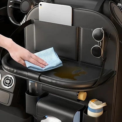 Car Rear Seat Organizer 2PCS – Premium Integrated Storage Box with Foldable Table, Footrest, Cup Holder, Tissue Box, Umbrella Holder & Laptop Base, Ultimate Car Travel Companion for Backseat Passengers