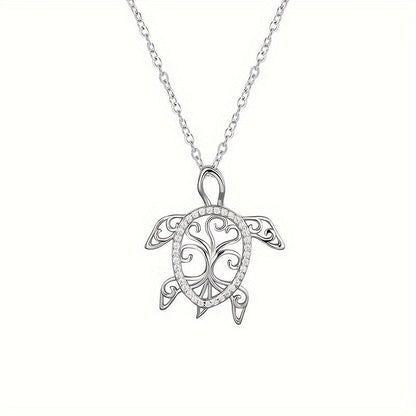 925 Sterling Silver Sea Turtle & Tree of Life Pendant Necklace – Beachy Ocean Lover Jewelry, Meaningful Nature Gift for Mom, Perfect for Valentine's Day, Anniversary & Holidays