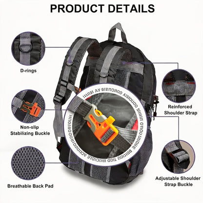 25L Hiking Daypack Backpack – Lightweight Large Capacity Laptop Protection Backpack for Men & Women, Camping, Climbing, Outdoor Sports & Travel, Great Gift for Hikers