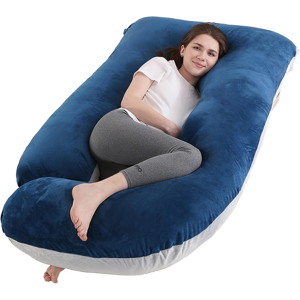 J-Shaped Maternity Pillow Full Body Pregnancy Pillow with Pillowcase – Back, Leg & Tummy Support for Comfortable Sleep, 41" & 60" Sizes, Multiple Colors & Fabrics, Great Baby Shower Gift