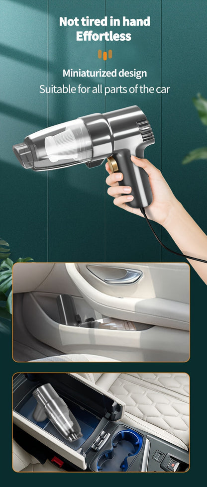 Corded Car Vacuum Cleaner 3KPa Suction Handheld Lightweight – 3M Cord, Single-Point Exhaust, One-Click Dust Cup Empty for Cars, Trucks & Home Cleaning – No Battery Needed