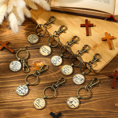 18Pcs Christian Keychain Bulk Set – Bible Verse Scripture Quote Inspirational Religious Keychains, Faith-Based Gifts for Sunday School, Pastor, Church Events & Baptism Favors