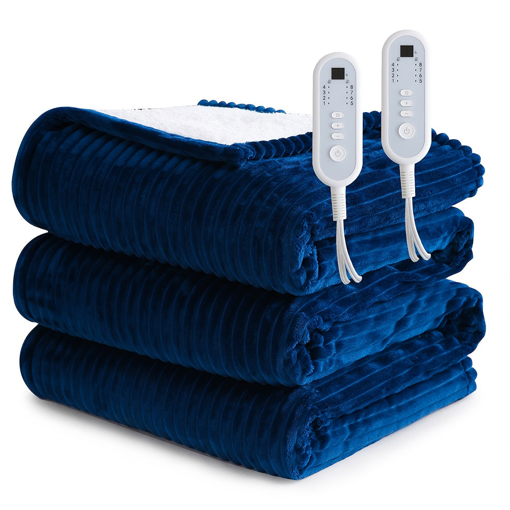 Electric Heated Blanket Flannel Extra Large with 8 Temperature Levels 10-Hour Auto-Off PTC+NTC Overheat Protection Machine Washable – Throw Twin Full Queen King Sizes