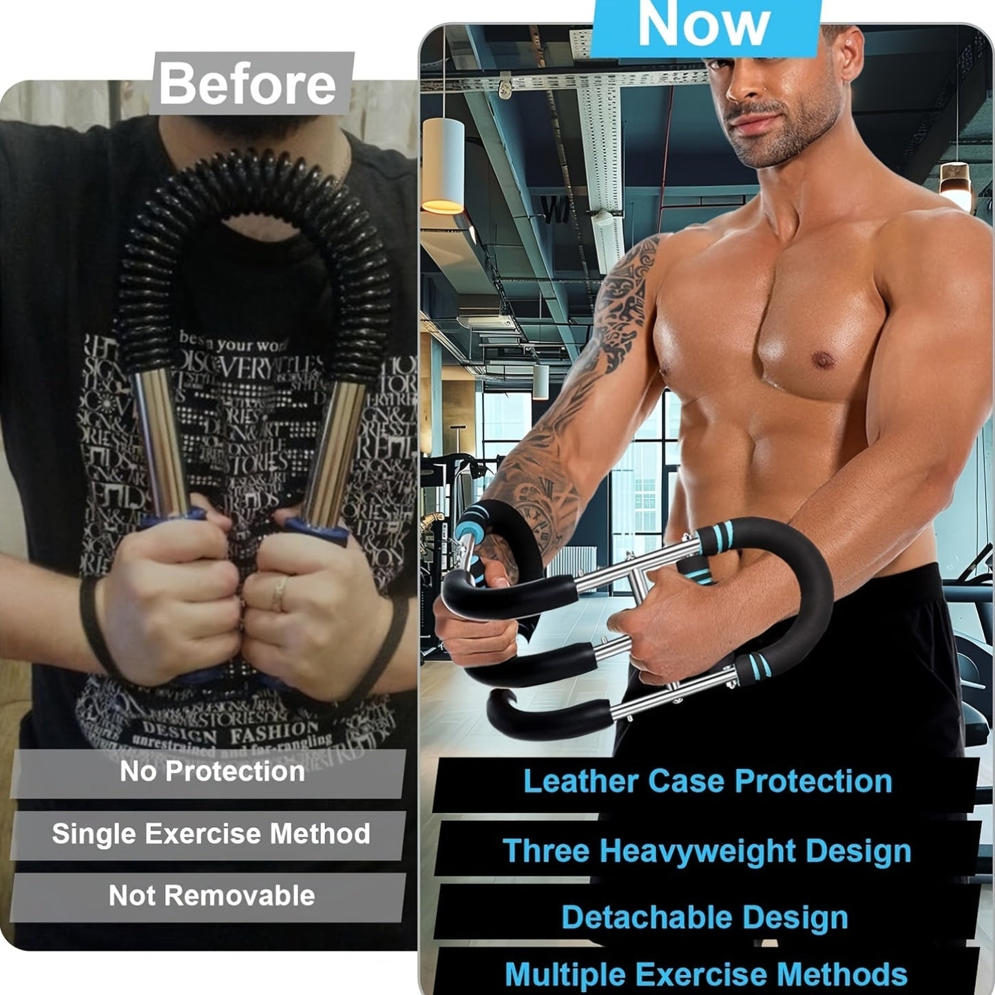 Arm Strength Trainer Chest Expander 3-Bar 3-Level Adjustable Resistance Tubes Portable Detachable Forearm Strengthener Home Gym Workout Device for Muscle Building Upper Body Training