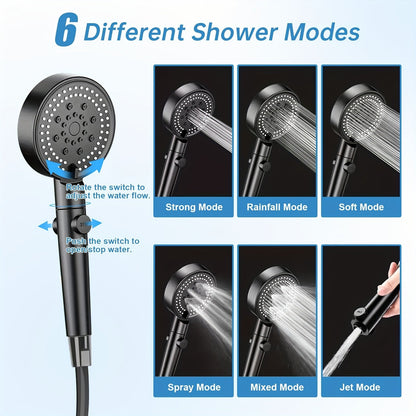 Portable Camping Shower 6000mAh Battery 120-Min Runtime 6 Spray Modes Smart Temperature Display – Lightweight Outdoor Shower Pump for Camping, Hiking, Pet Cleaning, Car Washing & Beach