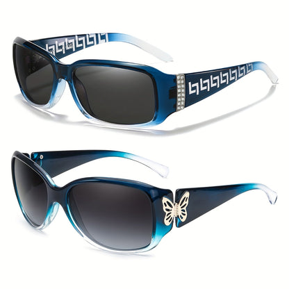 2PCS Women's Polarized Sunglasses UV400 – Butterfly & Heart Wrap-Around Jackie-O Style Trendy Fashion Eyewear for Driving, Beach & Outdoor, Multiple Colors Available
