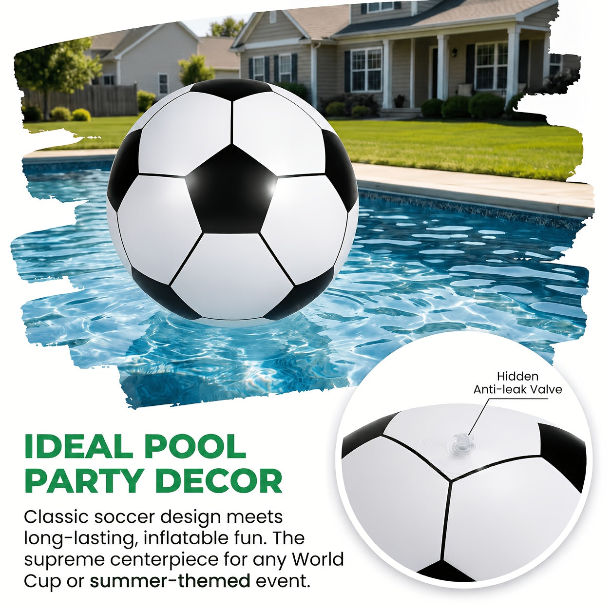 Giant Inflatable Soccer Ball 40 Inch - Extra Large Outdoor Toy for Pool Parties, Backyard Games, Beach & Playground, Reusable Party Decoration Ball for Kids & Adults