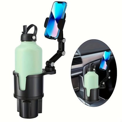 Car Phone Cup Holder Mount 2-in-1 Swivel 360° Rotation Universal Fit for Cars SUVs Trucks with Shock Absorption Trim - Black Extender
