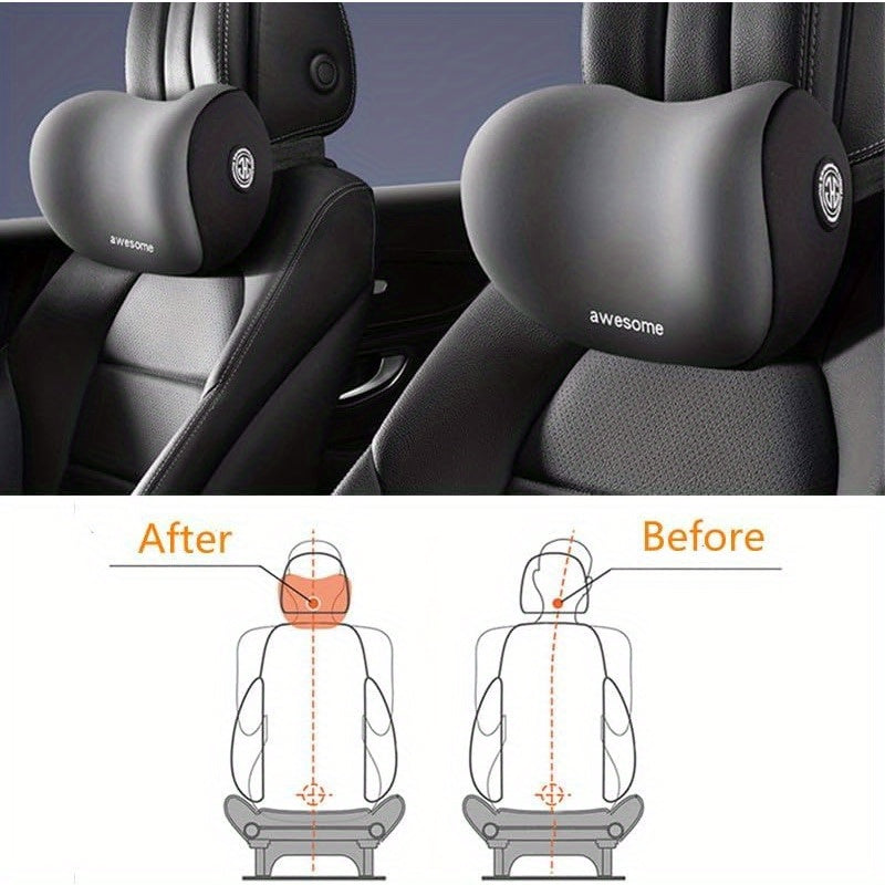 Car Lumbar Support Pillow & Neck Pillow Kit – Ergonomic Seat Headrest Cushion with Adjustable Strap for Neck & Back Pain Relief, for Car, Office Chair, Truck & Wheelchair