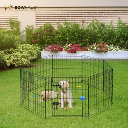 Foldable Dog Playpen 8 Panel – Heavy-Duty Metal Pet Kennel with Gate for Indoor & Outdoor Use, Portable Exercise Fence Cage for Small Dogs & Animals, Available in 24"/30"/36" Heights