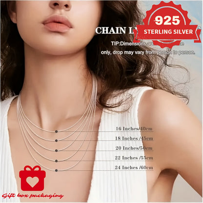 925 Sterling Silver 1mm Snake Chain Necklace Unisex – Handmade Round Snake Chain Lengths 16–24 Inch, Gift Box Included, Perfect for Daily Wear, Mother’s Day & Gifts for Him or Her