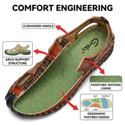 Men's Closed Toe Fisherman Sandals – Handmade Breathable Water Shoes, Non-Slip Anti-Collision Outdoor Hiking Athletic Beach Sandals for Summer | Velora